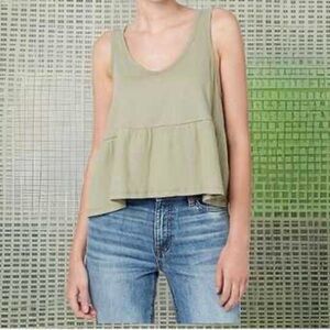 Buffalo David Bitton Green Sleeveless Peplum Tank Top